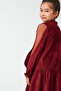 Chiffon Sleeve Detailed Burgundy Party Dress - 3