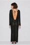 Women's Black Glittery Mercerized Slit Detailed Backless Maxi Pareo 2769 60286429 - 5