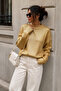 Women's Gold Leaf Oversized Knitwear Sweater Loose Model - 3