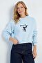3 Thread Penguin Embroidered Crop Sweatshirt