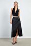 Slit Maxi Length Satin Skirt - 3