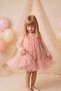 Girls' Evening Dress 3D Rose Floral Tulle Long Sleeve Baby Birthday Dress 9 Months-6 Years
