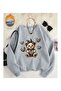 Hearted Bear Printed Crewneck Sweatshirt