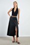 Slit Maxi Length Satin Skirt - 4