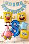 Spongebob Balloon & Patrick Concept Balloon Set 8 Years Old - 7 Pieces Spongebob Themed Blue Balloon Set with Happy Birthday Banner