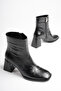 Women's Black Crocodile Printed Thick Heeled Boots & Booties - 4