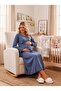 New Season Indigo Double-Breasted Breastfeeding-Friendly Design Long Sleeve 100% Cotton Maternity Nightgown - 5