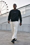 Men's Regular Fit Printed Crew Neck Black Sweatshirt - 2