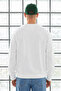 Men's Long Sleeve Crew Neck White Sweatshirt - 5