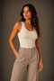 Women's U-Neck Thick Strap Cotton Modal Extra Ribbed Undershirt 2-Pack White-Tan - 5