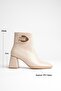 Women's Beige Thick Heeled Boots & Booties with Gold Buckle Detail - 2