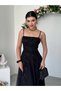 Women's Strappy Floral Embroidered Tulle Detail Long Dress - 2