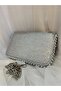 Pearl Detailed Glittery Silver Mini Chain Bag - 2