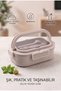 304 Stainless Steel Lunch Box with Carry Handle - 2 Compartments Leakproof Food Storage Container with Locking Lid - 6
