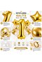 1-9 Years Old Birthday Balloon Set – Gold White Premium Number Foil Balloon, Star and Confetti Balloon Set Transparent Balloon Set Birthday Party Set - 5
