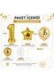 1-9 Years Old Birthday Balloon Set – Gold White Premium Number Foil Balloon, Star and Confetti Balloon Set Transparent Balloon Set Birthday Party Set - 2