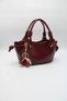 Women's Burgundy Knot Detailed Crossbody Hand and Shoulder Bag with Cherry Charm Accessory - 3