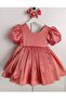 Brick Red Girls' Puffy Dress Evening Gown - 4
