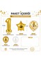 1-9 Years Old Birthday Balloon Set – Gold White Premium Number Foil Balloon, Star and Confetti Balloon Set Transparent Balloon Set Birthday Party Set - 2
