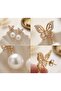 Xuping Gold Butterfly Figured Stone Pearl Dangle Women's Earrings - 3