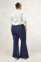 29031 Plus Size Spanish Flare Pants - Navy Blue - 4