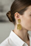 Modern Irregular Shaped Yellow Tone Dangle Bijoux Earrings - 2