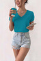 Women's V-Neck Short Sleeve Cotton Basic T-Shirt Trendy Casual and Comfortable Cut T-Shirt - 2