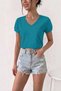Women's V-Neck Short Sleeve Cotton Basic T-Shirt Trendy Casual and Comfortable Cut T-Shirt