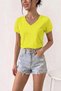 Women's V-Neck Short Sleeve Cotton Basic T-Shirt Trendy Casual and Comfortable Cut T-Shirt