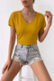 Women's V-Neck Short Sleeve Cotton Basic T-Shirt Trendy Casual and Comfortable Cut T-Shirt - 4