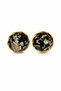 Stylish Yellow Tone and Black and White Marble Pattern Bijoux Pair of Earrings