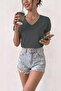Women's V-Neck Short Sleeve Cotton Basic T-Shirt Trendy Casual and Comfortable Cut T-Shirt - 2