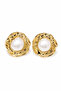 Wavy Form Pearl Detailed Yellow Color Bijouterie Earrings