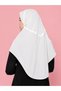Ladies Rayon Cadaneza – Elegant White Modest Wear with Floral Embellishment & Decorative Button Detail - 3