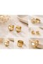 Gold Heart Detailed Steel Hoop Earrings - 2