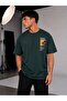 Green Crew Neck Oversize Fit Cotton Beach Printed Relaxed Cut Unisex T-Shirt