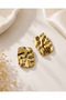 Gold Wavy Surface Rectangular Steel Earrings