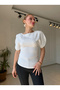 Asymmetrical Balloon Sleeve Blouse - 5