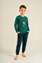 Father & Son Green Pajama Set Combination, 100% Cotton, Father and Child Pajamas Sold Separately (Socks Included) - 2