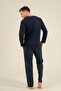 Father & Son Navy Blue, Loose-Fitting Pajama Set Combination, 100% Cotton, Father and Child Pajamas Sold Separately (Socks Included) - 7