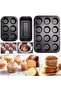 3-Piece Non-Stick Bakeware Set – 12-Cup & 6-Cup Muffin Pans + Loaf Pan – Carbon Steel Cupcake Tray & Bread Baking Tin – Easy Release, Kitchen Essentials for Muffins, Cakes & Breads