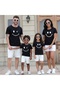 Black Color Cotton Smiley Printed Family and Kids T-Shirt - Unisex Trend