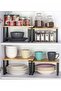 2-Pcs Counter Shelves Organizer Kitchen Stackable Expandable Cabinet Shelf - Wood Organizer Expandable CounterTop Racks For Office Bathroom Bedroom Metal and Bamboo - 5