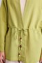 Linen Blend Relax Fit V-Neck Long Sleeve Green Kimono F6151Ax26Sm - 4
