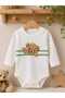 Baby Boy Teddy Bear Patterned Bodysuit, Hooded Zippered Jacket, 3-Piece Seasonal Cotton Set - 6