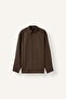100% Linen Regular Fit Polo Collar Basic Long Sleeve Shirt C1825Ax26Sm