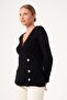 Women's Double Breasted Shawl Collar Sweater Black 25258 - 4
