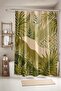 Bathroom Curtain, Green Branches in the Valley Patterned Shower Curtain, Bathtub Curtain 175X200Cm
