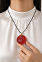 Red Agate Stone Religious Unisex Necklace with Allah Muhammad Written and Brass Apparatus - 4
