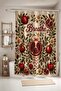 Bathroom Curtain, Pomegranate and Flower Patterned Shower Curtain, Bathtub Curtain 175X200Cm